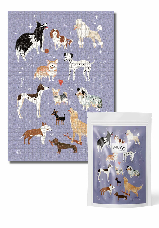 puzzle dla dzieci Puzzle 1000 z pieskami "Psinki" by Weronika Cholewa w papierowym woreczku