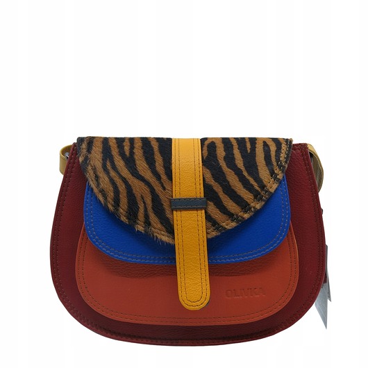 torby na ramię Torebka damska na ramię skórzana pojemna kolorowa ze skrawków eko OLIVKA
