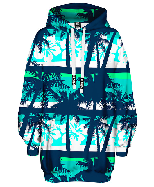 bluza z kapturem damska Bluza Oversize Tunika DR.CROW Blue Beach