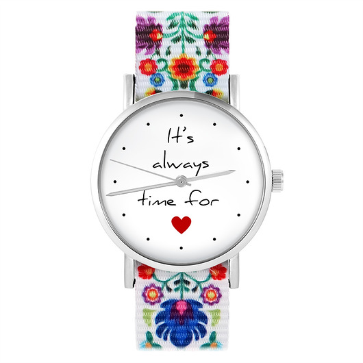 zegarki damskie Zegarek - Time for love - folk biały, nato