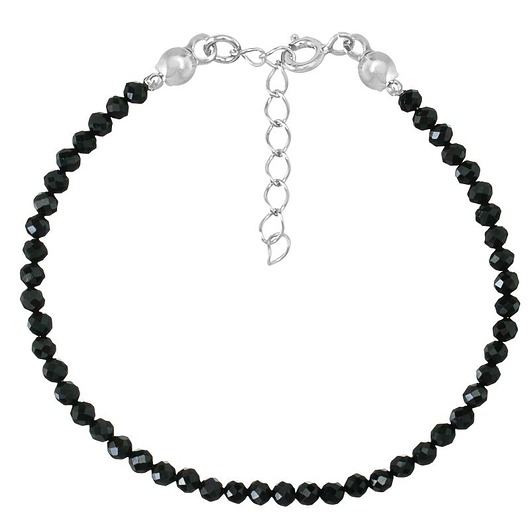 bransoletki z kamieni naturalnych Bransoletka srebrna z kamieni naturalnych spinel czarny 3 mm