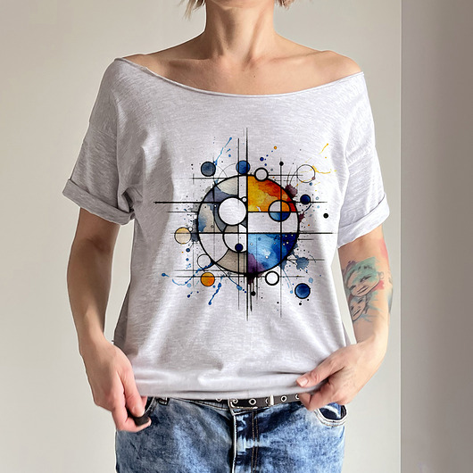 t-shirt damskie Trochę Mondrian ale inaczej Szary Oversize