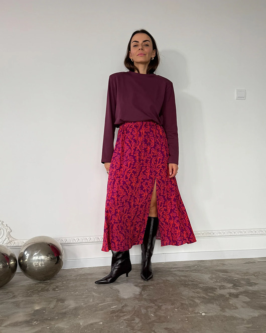 bluzki z długim rękawem damskie Longsleeve Art mauve wine