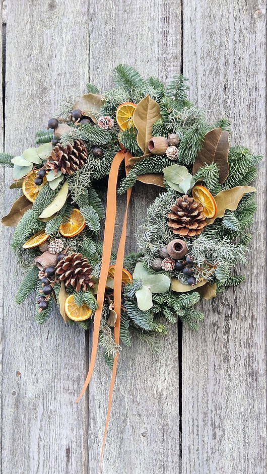 wianki bożonarodzeniowe Naturalny wianek 40  cm ZAPACH POMARAŃCZY