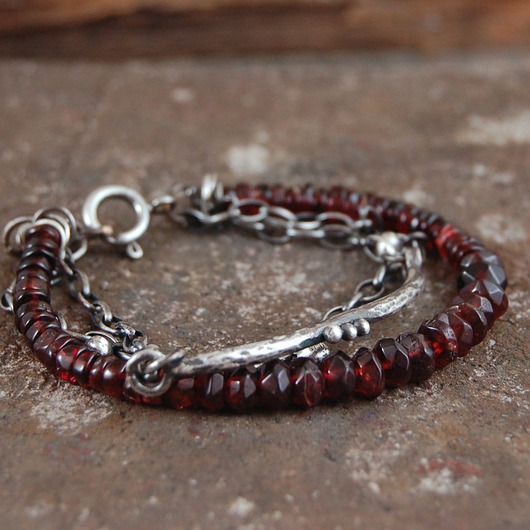 bransoletki srebrne Granat - srebrna bransoleta