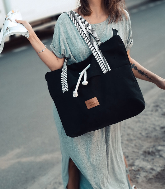 Torebka typu shopper "Baggerka",czarna meBAGS