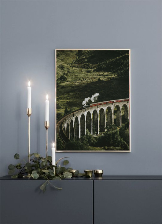 fotografia PLAKAT pociąg góry Szkocja z pociągiem