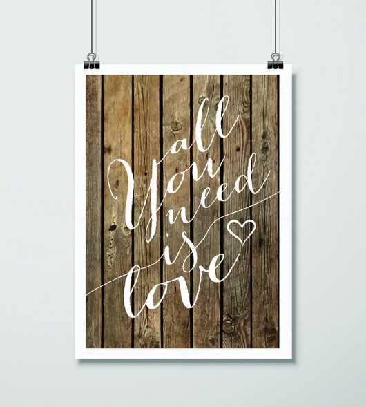 Plakat typograficzny - all you need is love Paper Story