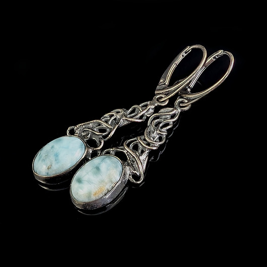 kolczyki srebrne Srebrne girlandy z larimarami