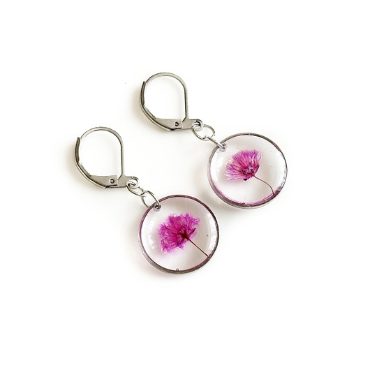 kolczyki z żywicy Kolczyki z gipsówką, prezent dla kobiety