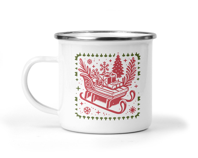 kubki Świąteczny kubek metalowy sanie