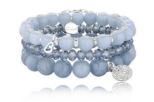 BRANSOLETKI SREBRO 925 JADEIT, KRYSZTAŁ Coccola JEWELLERY