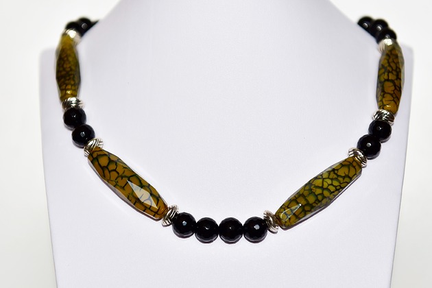 korale Naszyjnik Korale Agat Onyks Kamień naturalny