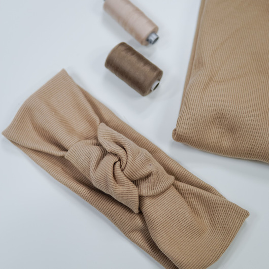 opaski do włosów Opaska z węzłem w prążek caffe latte