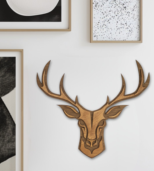 Ozdoby na ścianę Jeleń drewniany boho- nowoczesna dekoracja ścienna 3d