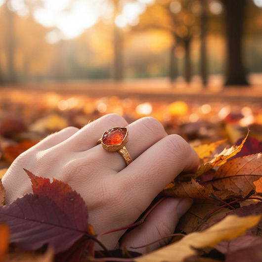 pierścionki złote Pierścionek z Pomarańczowym Karneolem