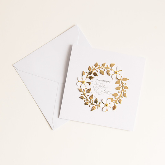 kartki scrapbooking Pamiątka Chrztu świętego z wiankiem