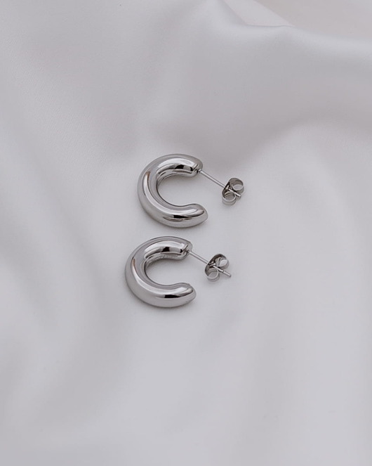 kolczyki pozłacane Srebrne kolczyki półkola ze stali chirurgicznej