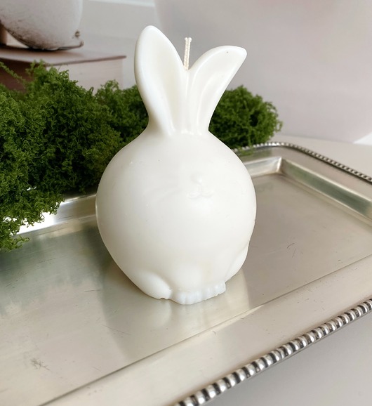 świeczniki i świece Świeca ekologiczna sojowa dekoracyjna zając/ królik kolor wosku naturalny