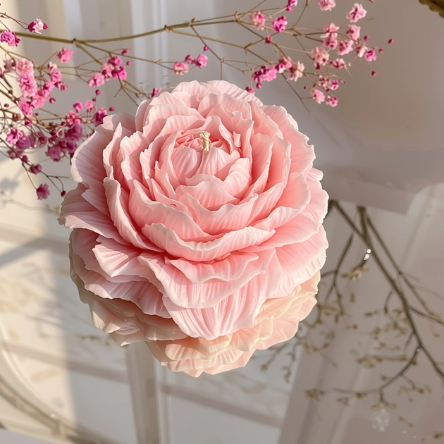 świeczniki i świece Świeca sojowa ekologiczna dekoracyjna piwonia "Peony Queen" 80x35mm