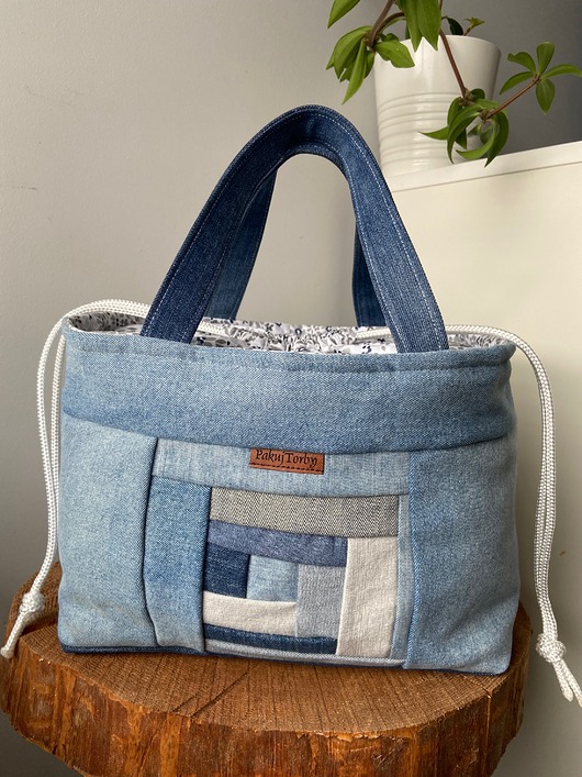 torebki do ręki Torebka jeans do ręki  patchwork