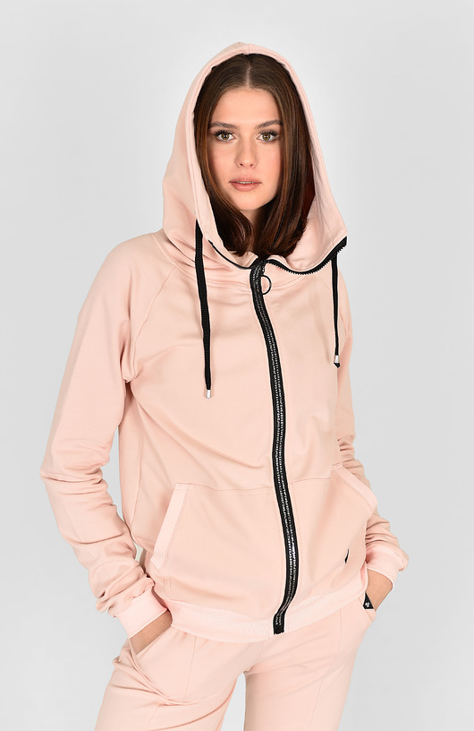 bluza z kapturem damska Bluza na zamek różowa Suzana