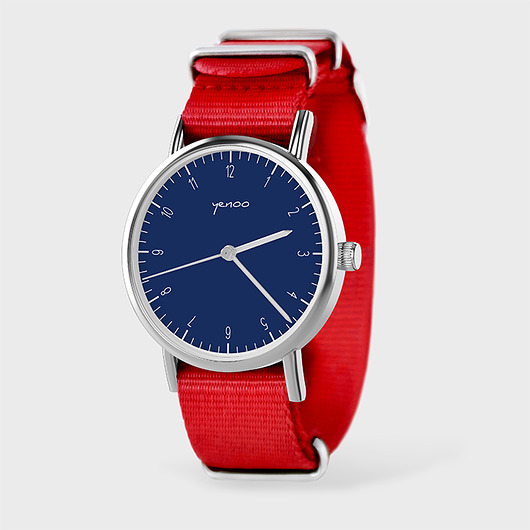 zegarki unisex Zegarek - Simple, navy - czerwony, nato