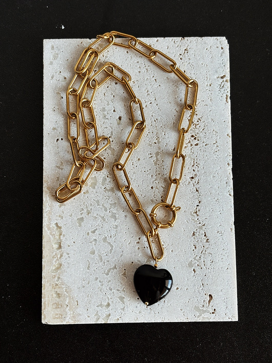 złote naszyjniki Naszyjnik łańcuszek Serce Agat