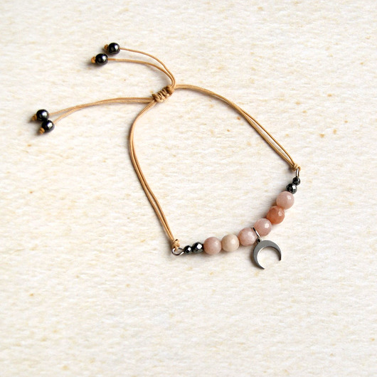 bransoletki z kamieni naturalnych Amulet - kamień słoneczny & księżyc