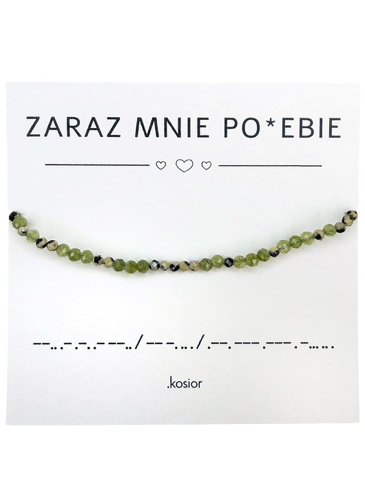 bransoletki na sznurku Bransoletka z alfabetem Morse Prehnit, Jaspis dalmatyński