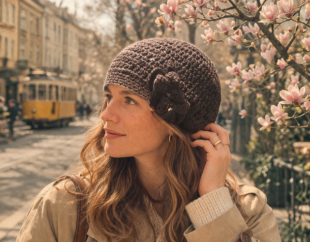 czapki damskie Czapka retro z wełny