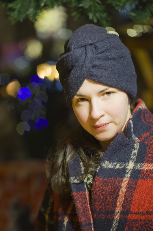 czapki damskie Turban czapka damski czarny granat wełniany