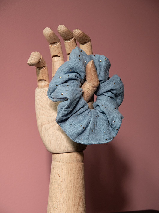 gumki do włosów Scrunchie niebieskie migdały