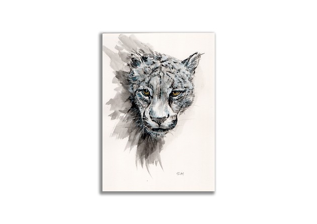 grafiki i ilustracje Obraz ręcznie malowany "Gepard"
