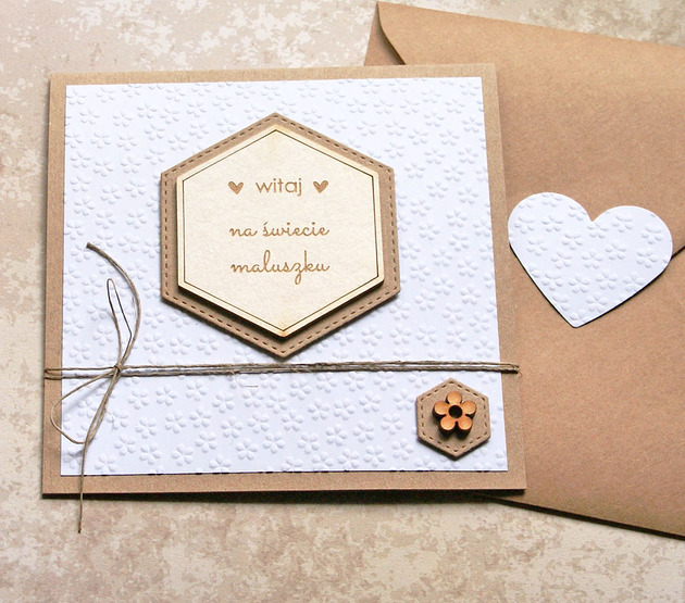 kartki scrapbooking Z okazji narodzin BIEL eko