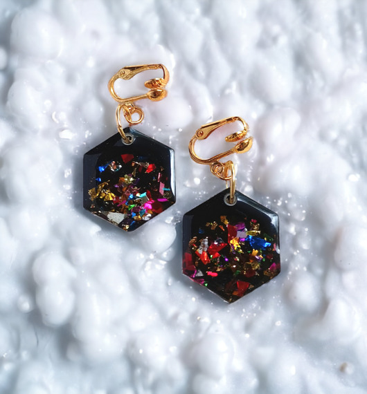 klipsy UNIKATOWE klipsy z żywicy : kolekcja CARNIVAL.