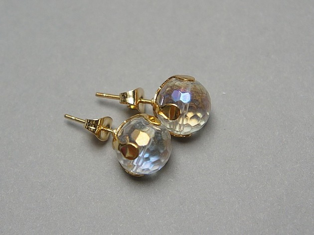 kolczyki z kamieniami Dots - Kwarc mystic vol. 2 - sztyfty