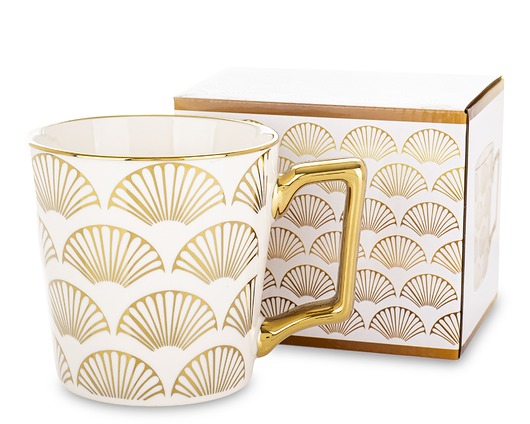 kubki i filiżanki Kubek porcelanowy 310 ml RANGO-2 14,5x13x8,5 cm cienki wzór