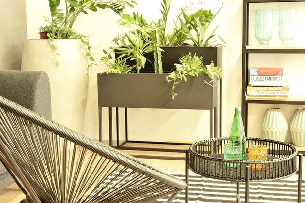 Kwietnik metalowy czarny stalowy 100x20x75cm Home Design