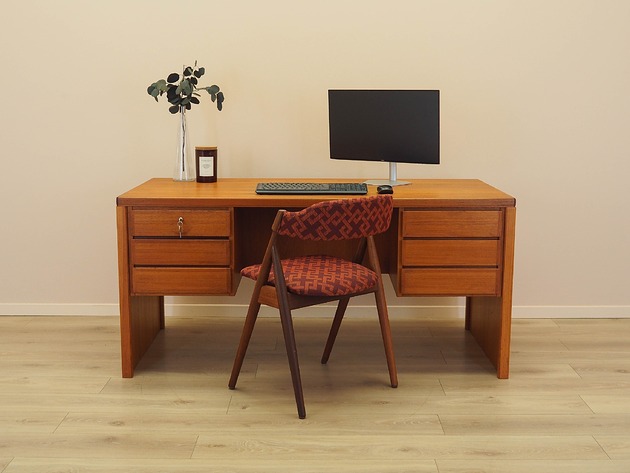biurka Biurko tekowe, duński design, lata 70, produkcja: Omann Jun