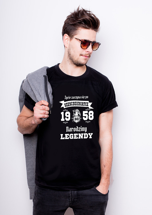 T-shirt męski czarny - ŻYCIE ZACZYNA SIĘ PO 50 AllbagAllprints