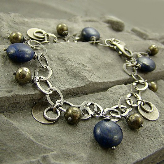 Lapis i piryt w duecie - bransoletka RayOfArt
