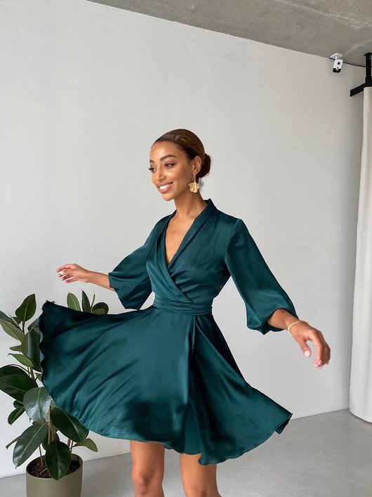 sukienki mini damskie Jedwabna sukienka ELIZA zielona