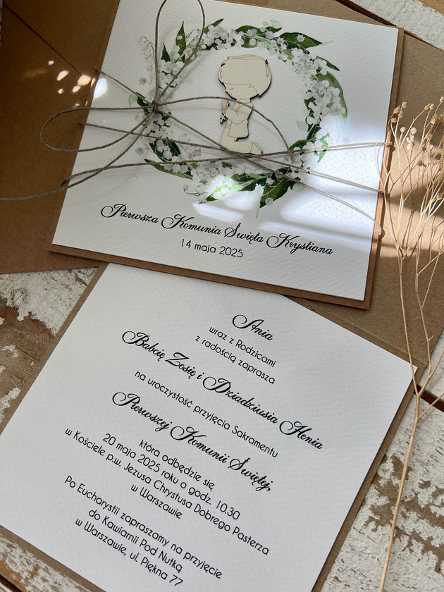 zaproszenia na komunię Najpiękniejsze zaproszenia handmade komunijne, na komunię