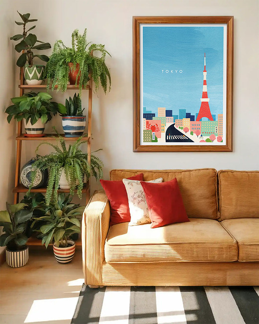 plakaty Tokio Japonia - panorama z Tokyo Tower - plakat fine art