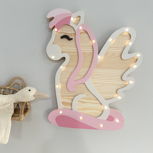 lampy do pokoju dziecka Lampka z drewna Konik Jagoda NINKI WOOD