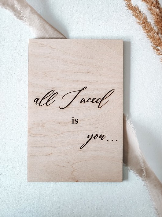kartki scrapbooking Drewniana kartka na Walentynki - all I need