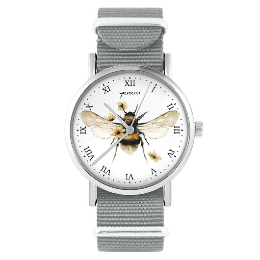 Zegarek - Bee natural - szary, nylonowy yenoo
