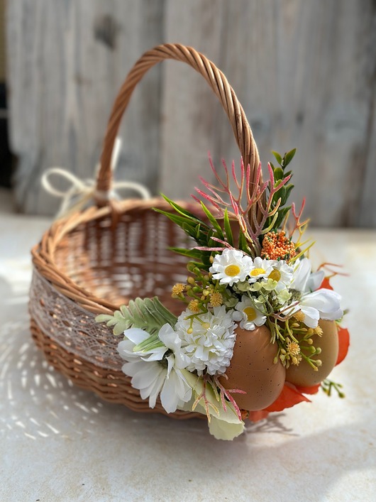 koszyki wielkanocne Wielkanocny koszyczek na święconkę, koszyczek ze stokrotkami