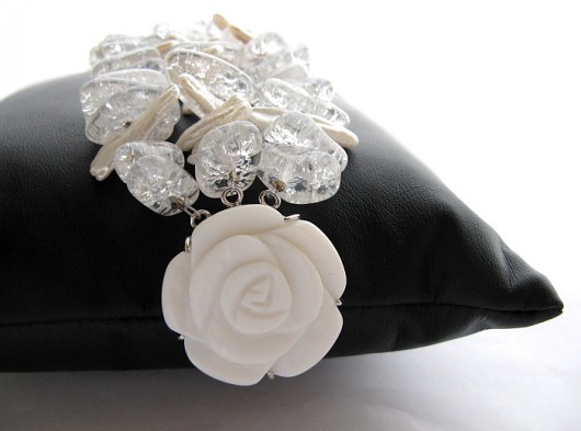 ICE FLOWER - Bransoletka z Pereł i Kryształu by Matusevic